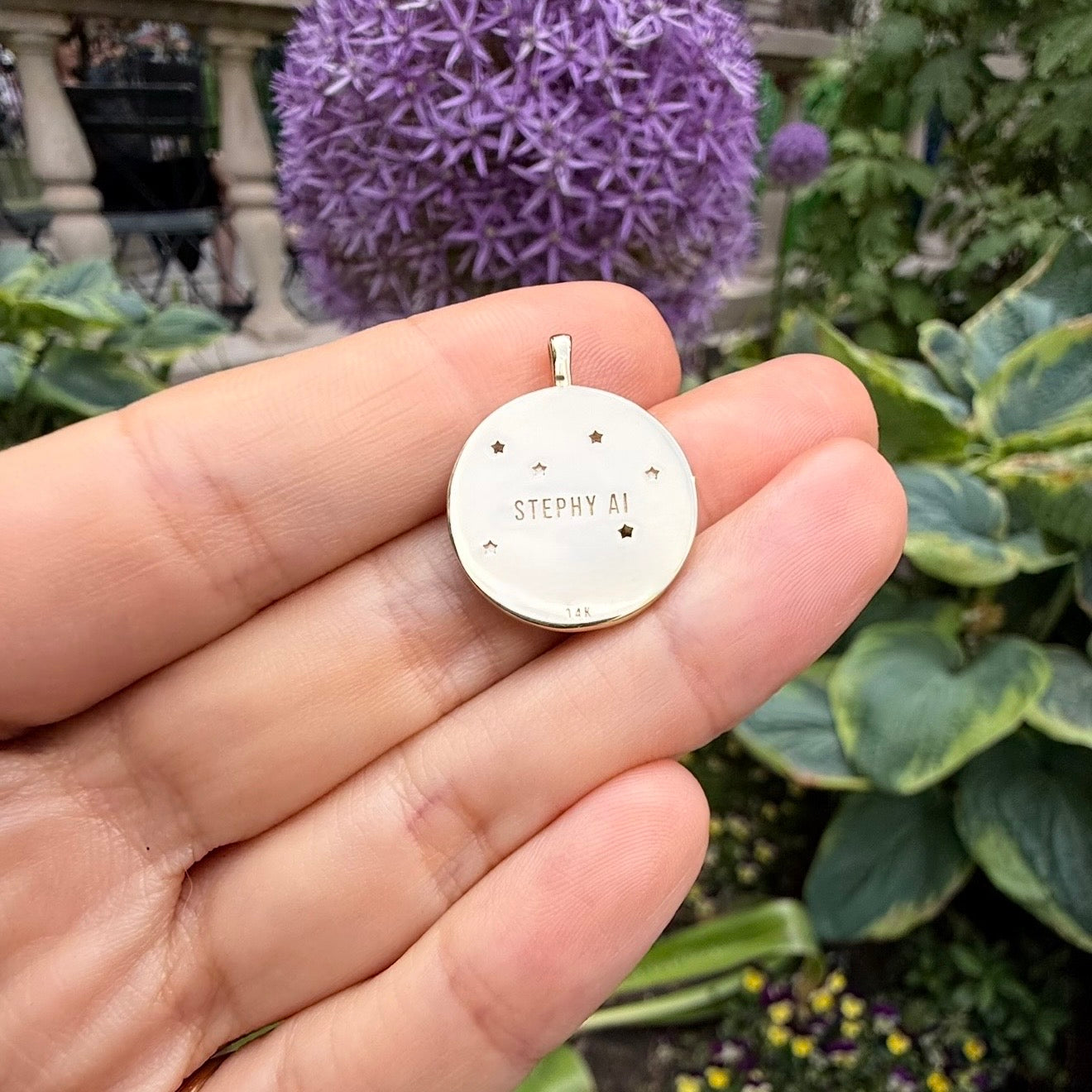 Sophie's Flowers Pendant | 14k Gold Coin | Stephy Ai