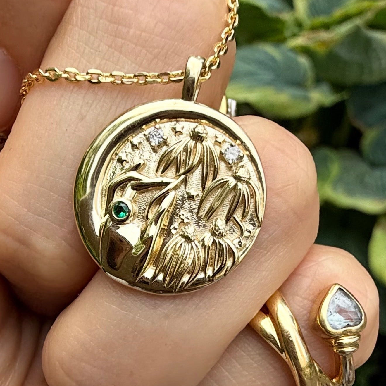 SOPHIE GOETSCH ハンドメイド フラワーデザイン ネックレス Sophie's Flowers Pendant | 14k Gold Coin | Stephy Ai